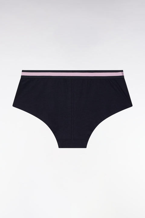 Culotte shorty en jersey stretch marine à logo - Image 2