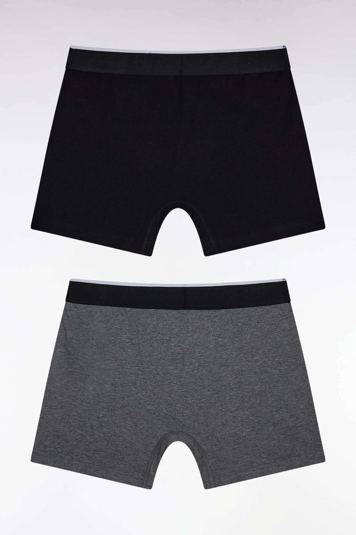 Set of two boxer shorts in black and grey stretch cotton jersey