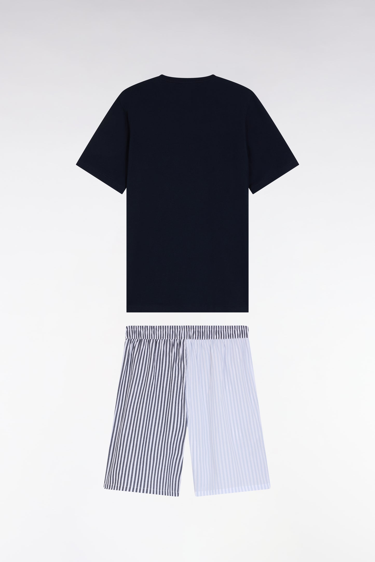 Pyjama court short à rayures bâton ciel et marine