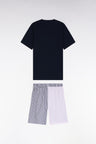 Pyjama court short à rayures bâton rose et marine