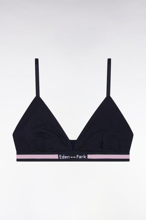 Soutien-gorge en jersey stretch marine à logo - Image 1