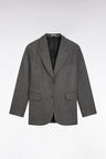 Veste blazer en flanelle de laine grise coupe oversized