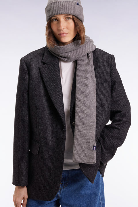 Oversized blazer jacket in grey wool twill - Image 1