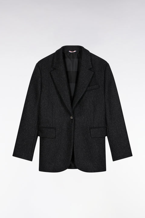 Oversized blazer jacket in grey wool twill - Image 2