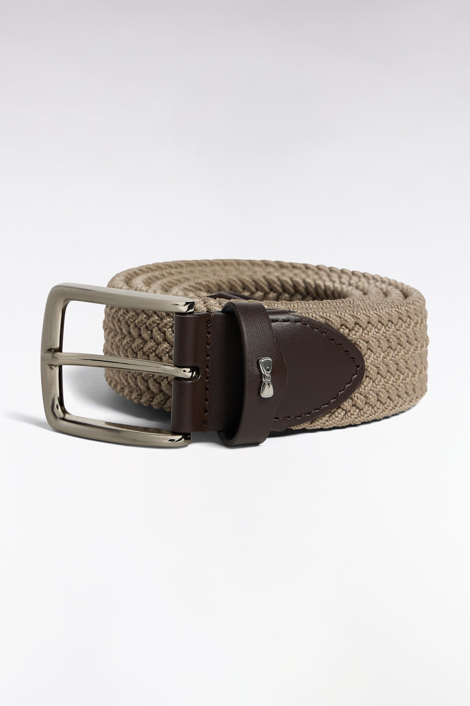 Ceinture tressée élastique beige