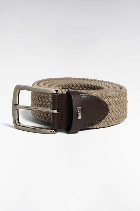 Ceinture tressée élastique beige - Image 1