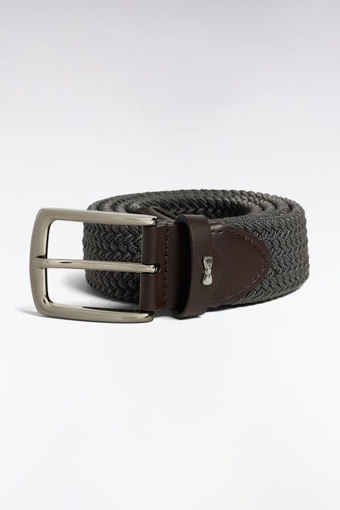 Ceinture tressée élastique grise - Image 1
