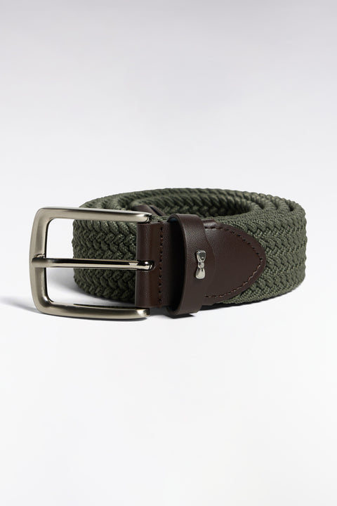 Ceinture tressée élastique kaki - Image 1
