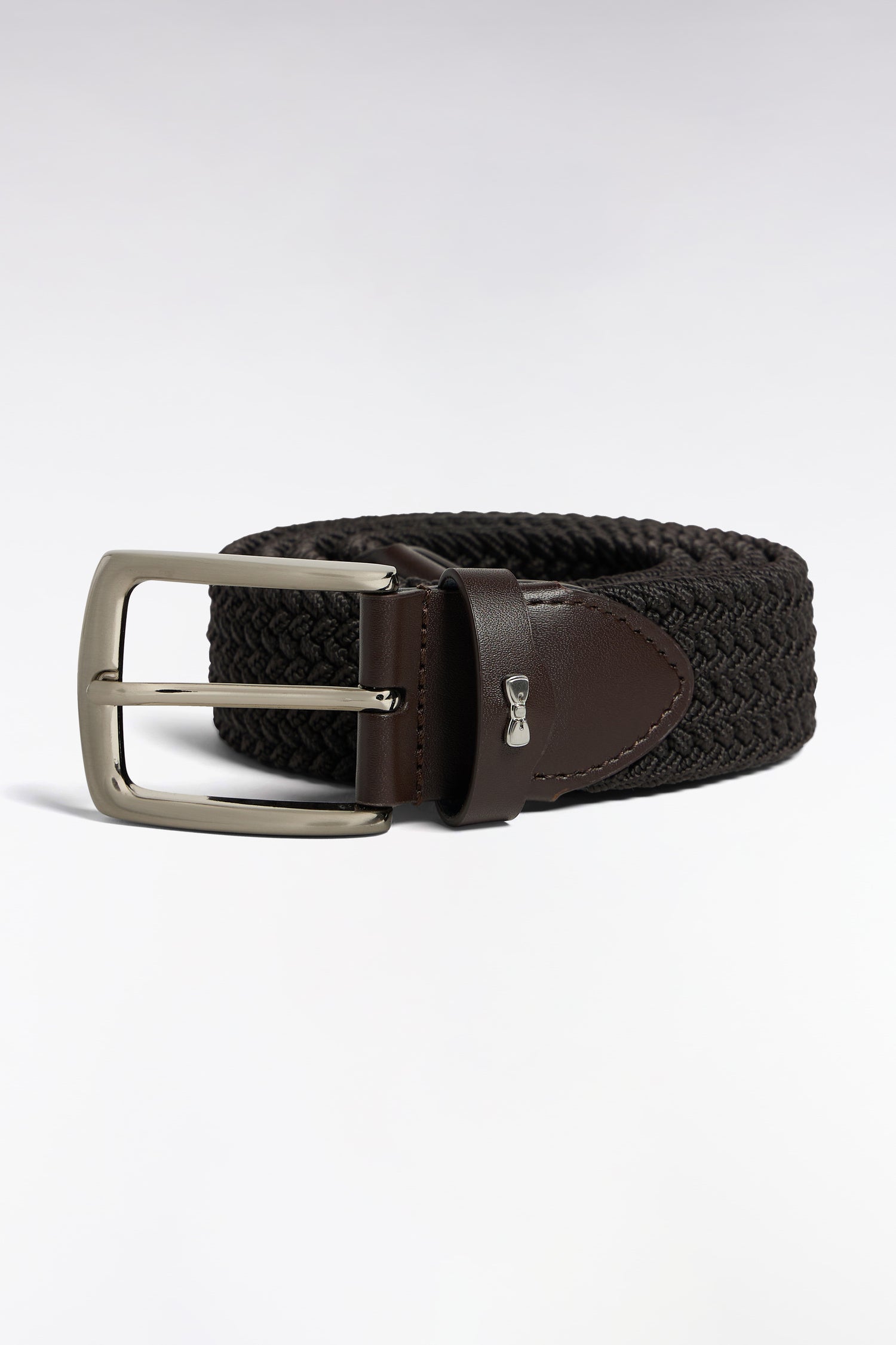 Ceinture tressée élastique marron
