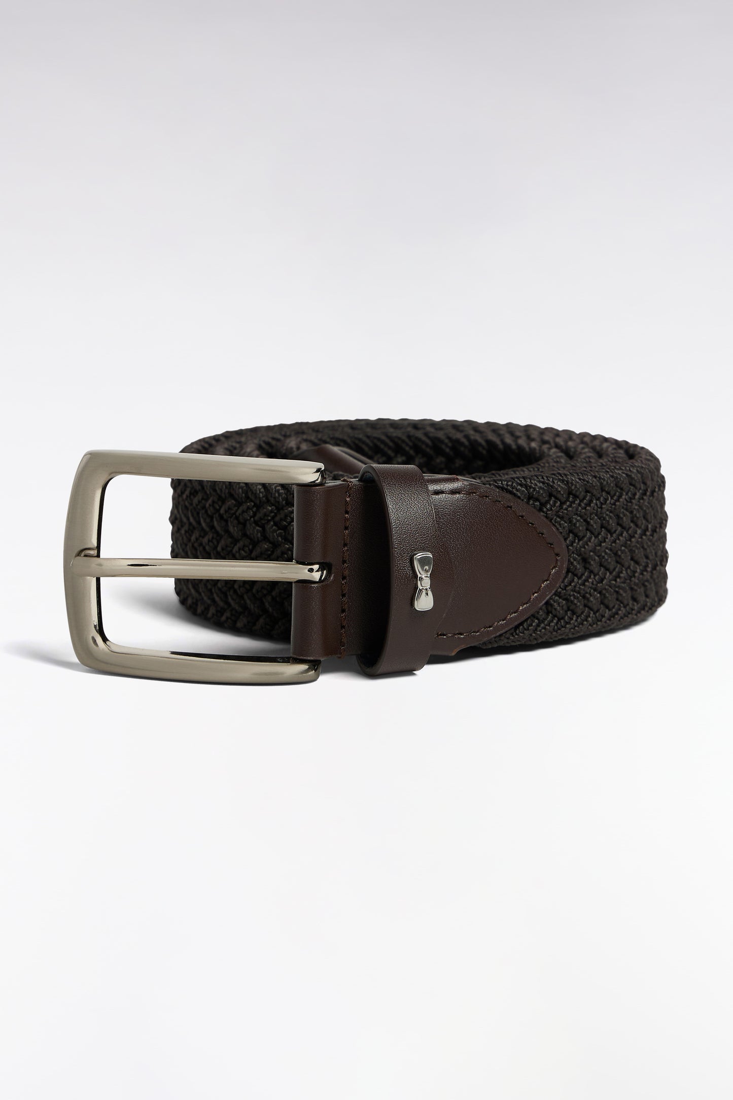 Ceinture tressée élastique marron