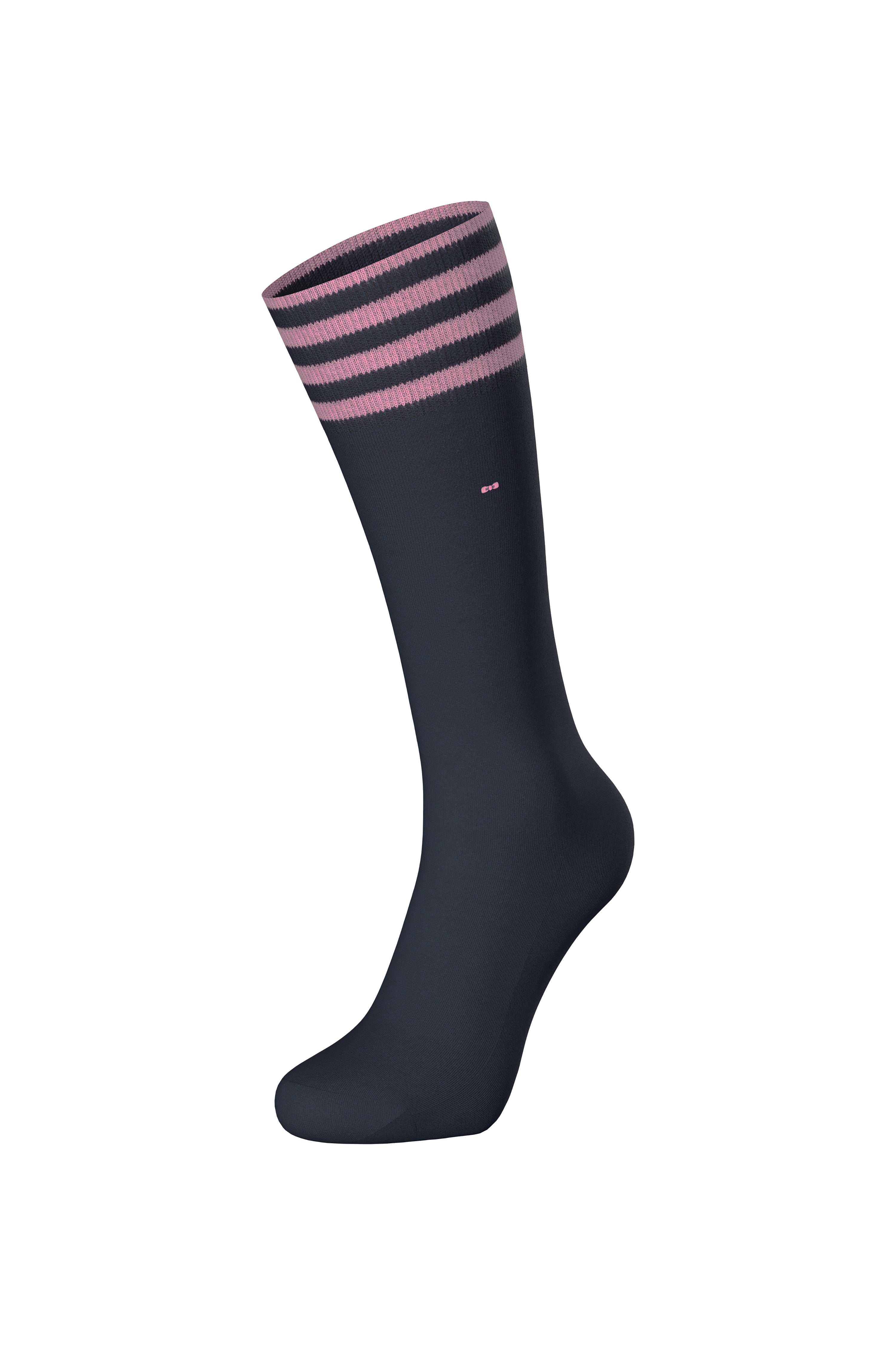 Paire de chaussettes en coton mélangé marine à bordure rayée