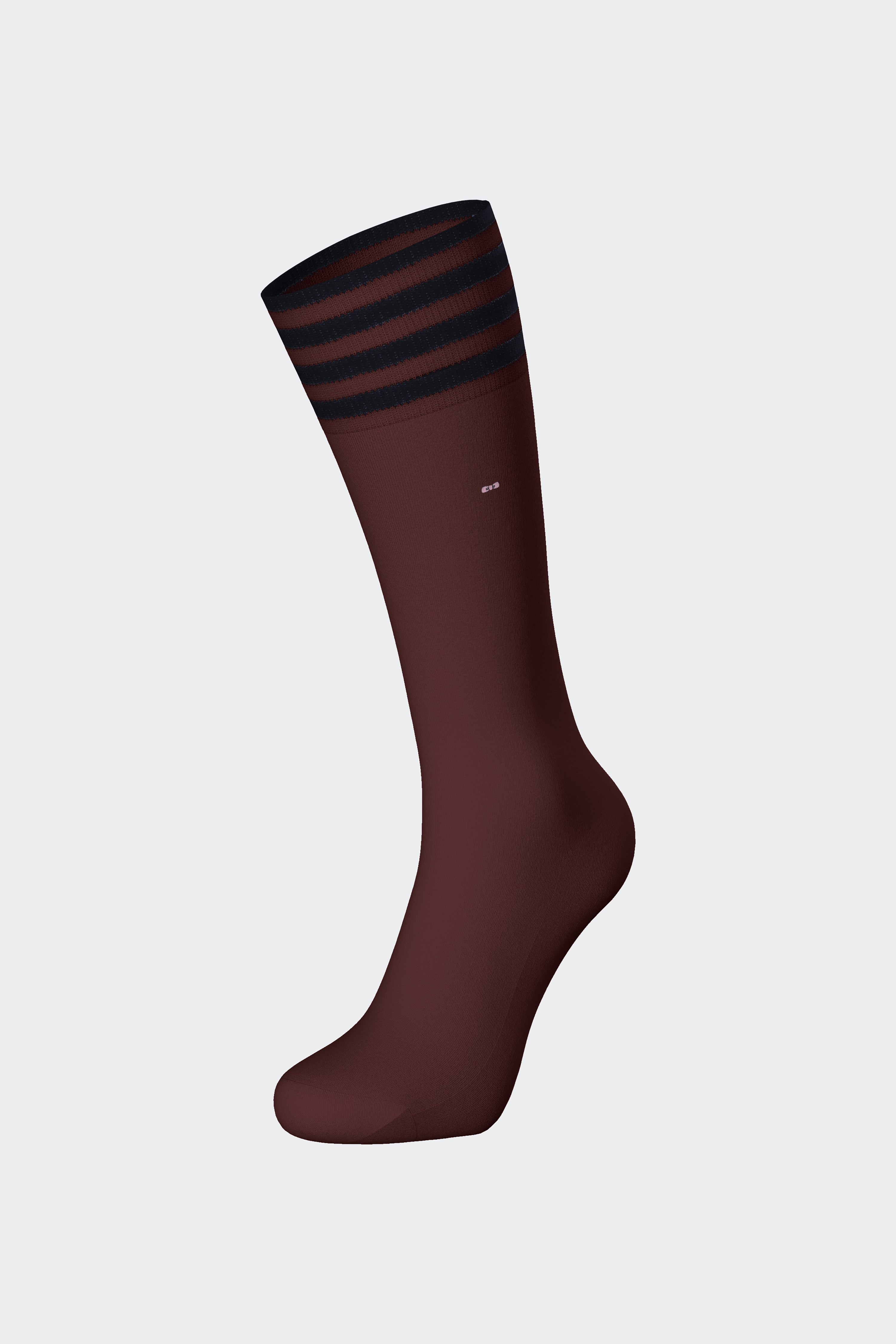 Paire de chaussettes en coton mélangé bordeaux à bordure rayée