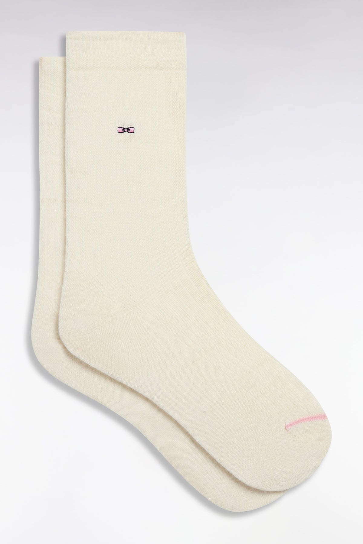 Chaussettes en maille côtelée écrues