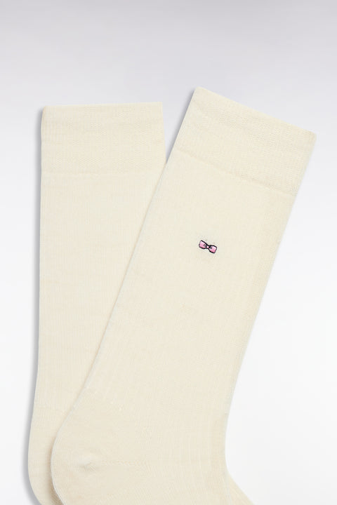 Chaussettes en maille côtelée écrues - Image 2