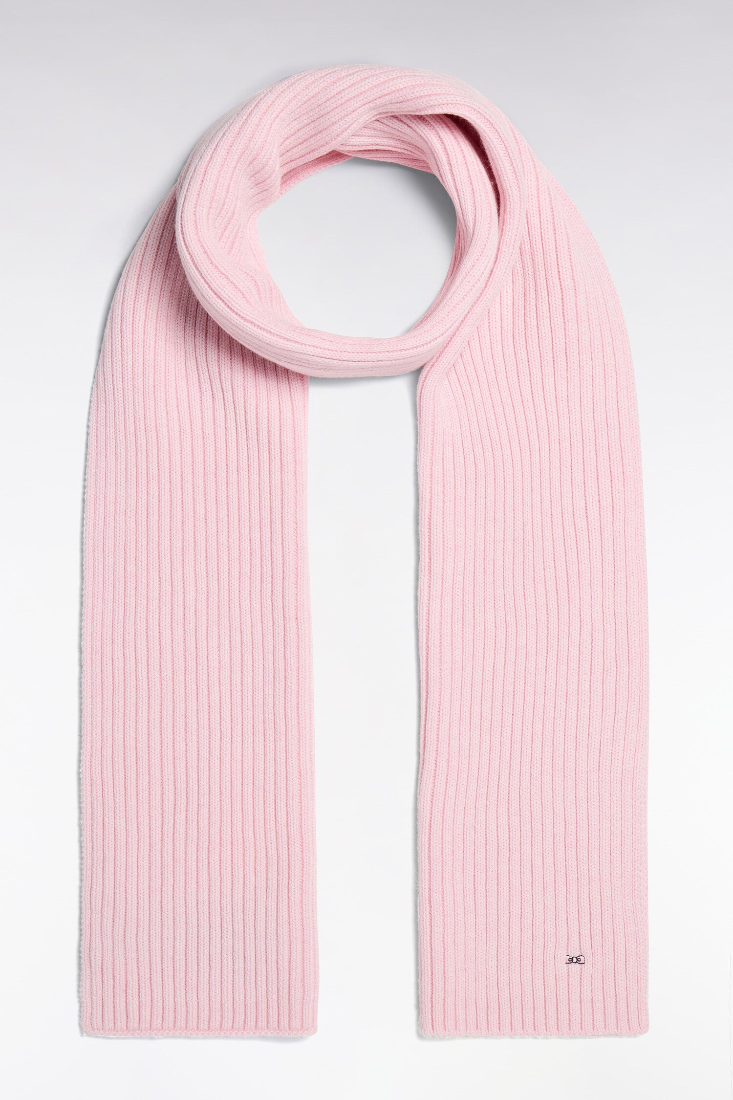 Écharpe en laine et coton côtelée rose