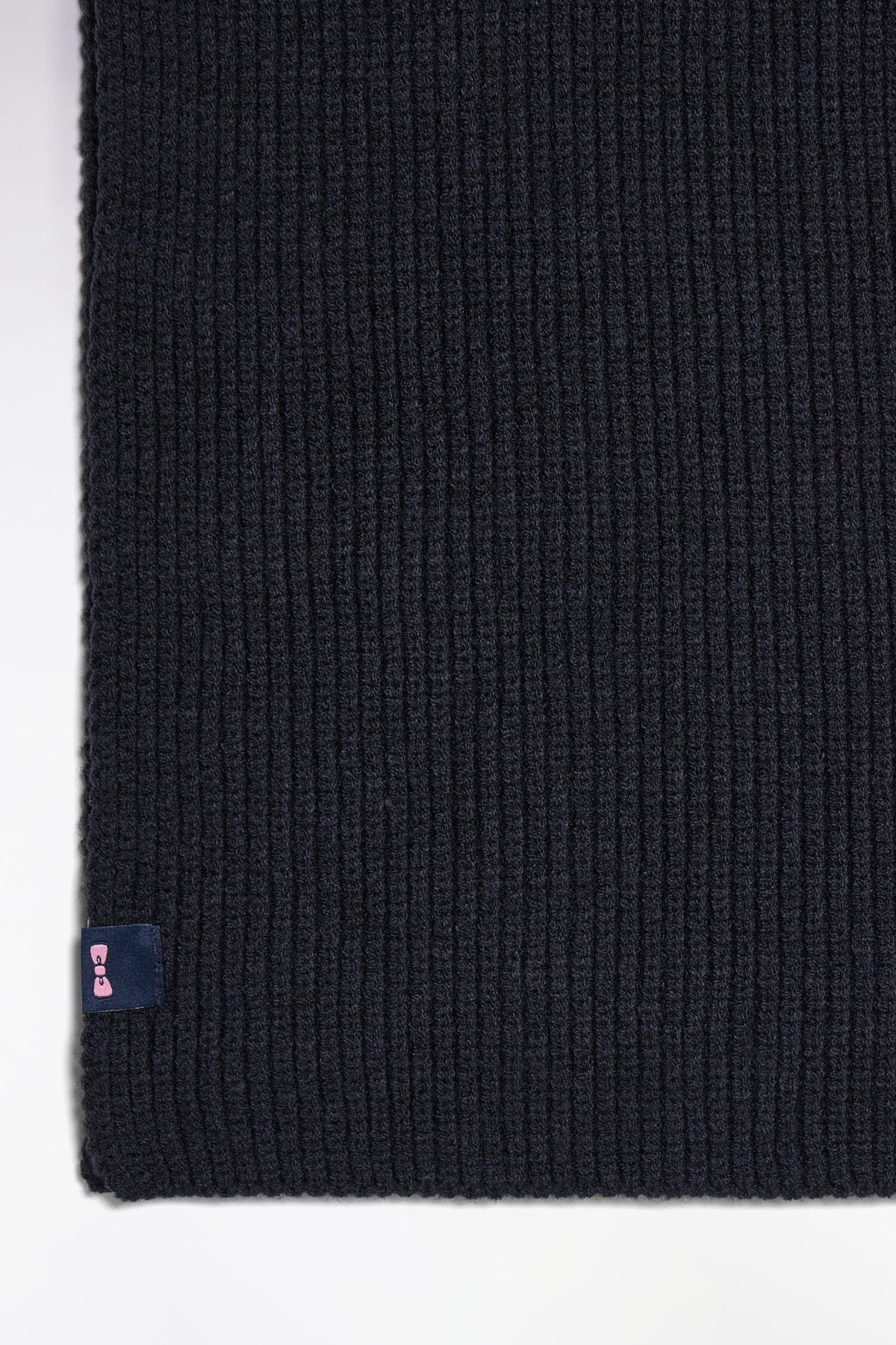 Navy fuzzy knit scarf