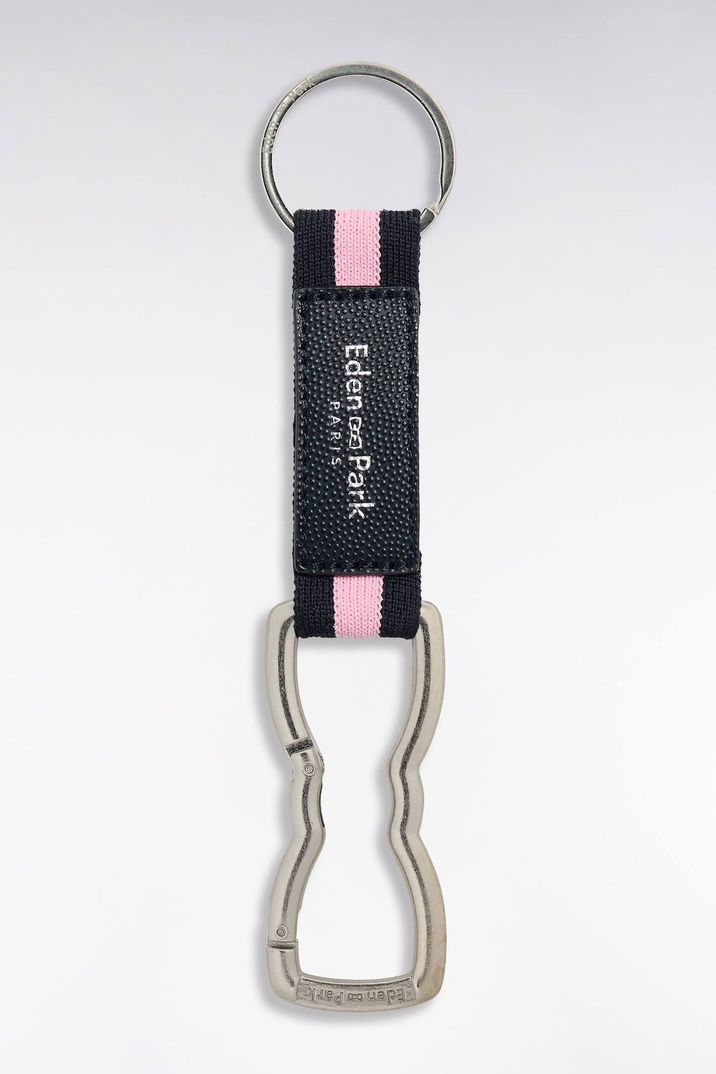 Porte-clés mousqueton nœud papillon ruban marine et rose