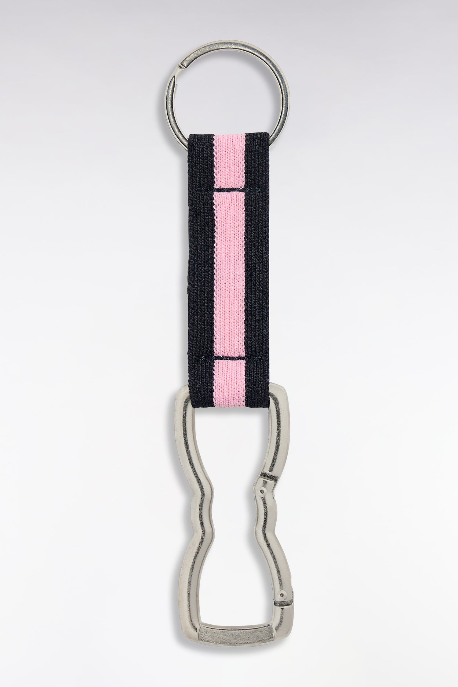 Porte-clés mousqueton nœud papillon ruban marine et rose