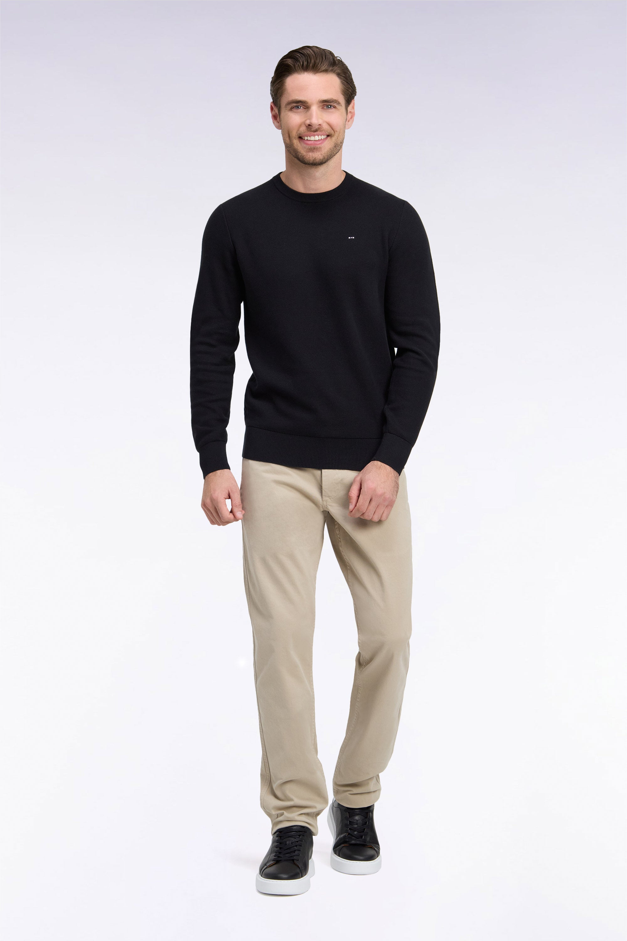 Pantalon chino sans plis en coton stretch beige
