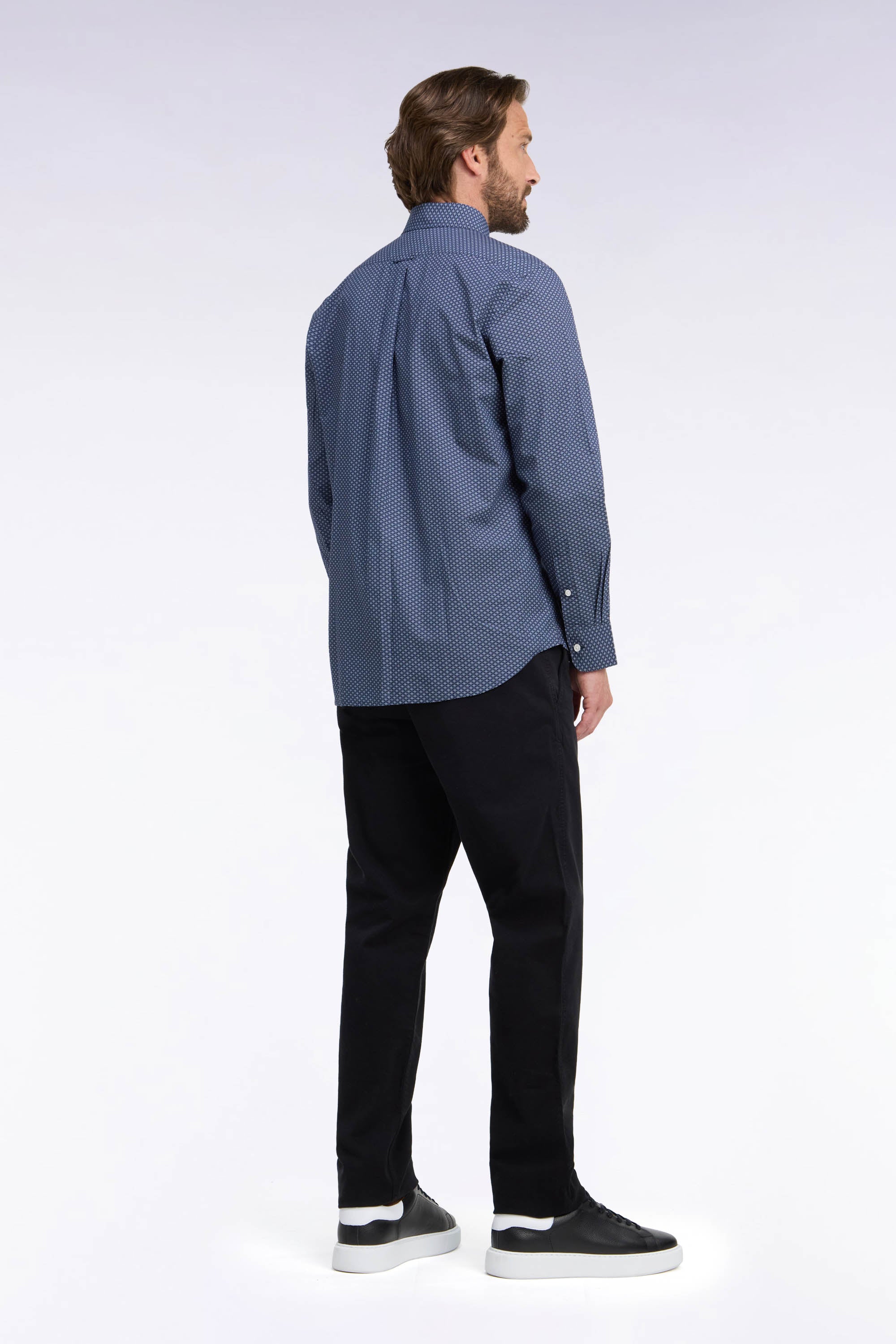 Pantalon chino sans plis en gabardine de coton stretch noir