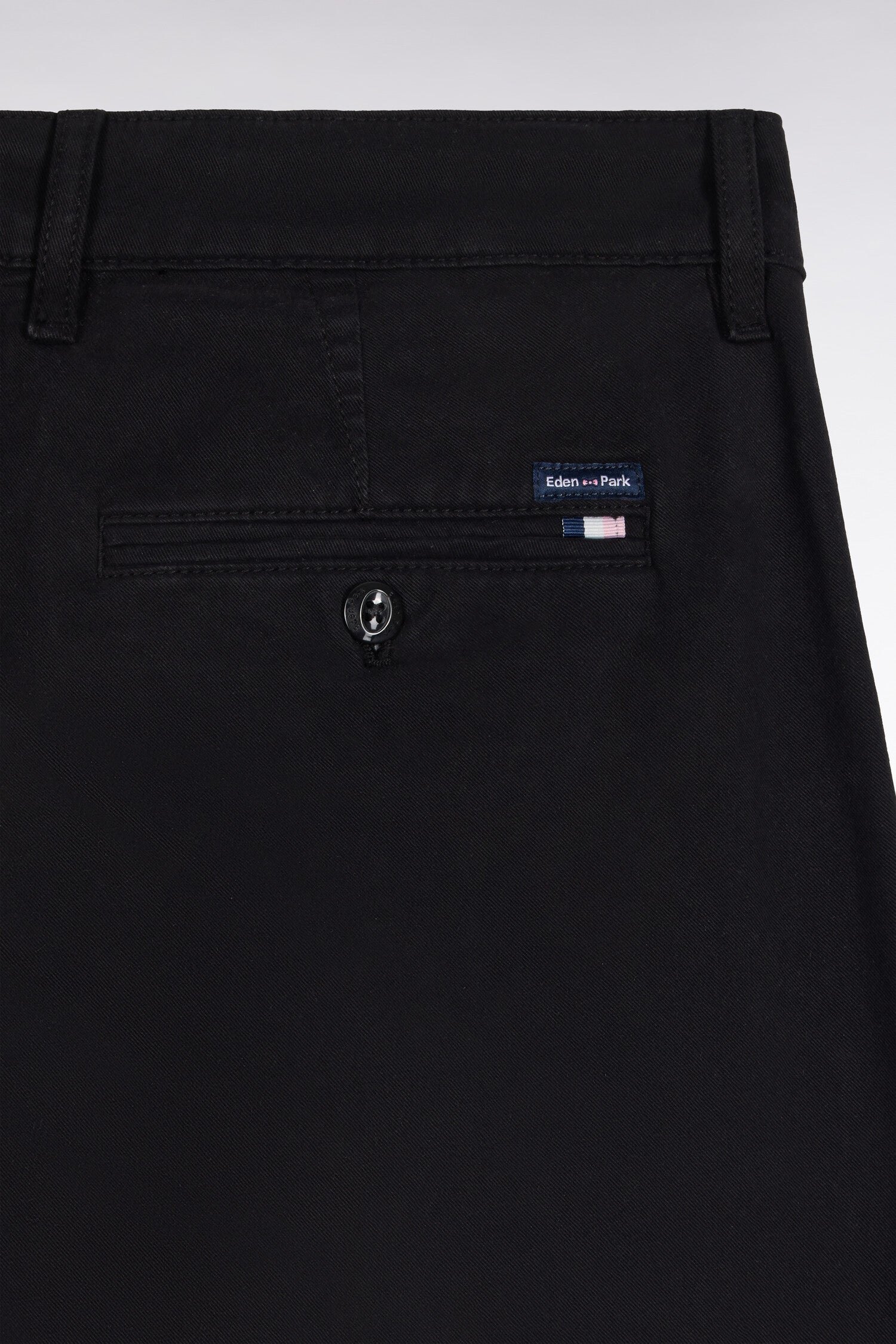 Pantalon chino sans plis en gabardine de coton stretch noir