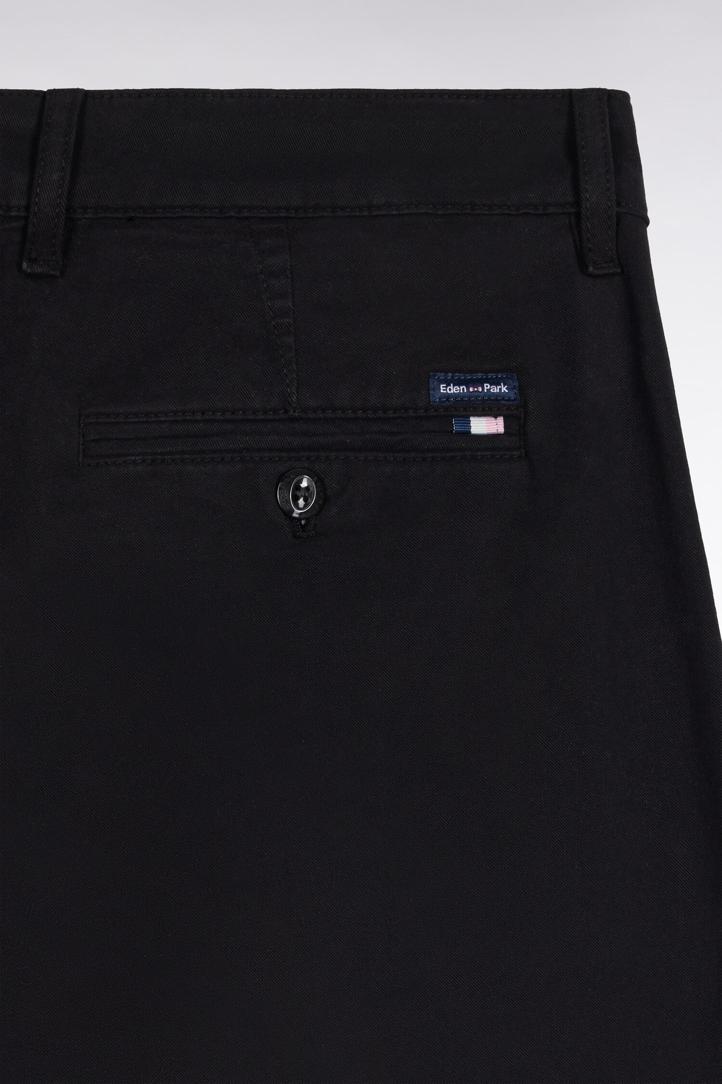 Pantalon chino sans plis en gabardine de coton stretch noir