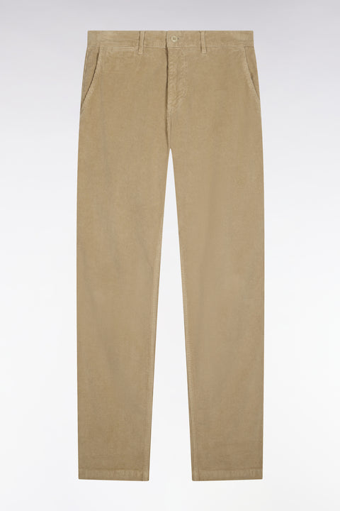 Pantalon chino sans plis en velours côtelé beige coupe regular - Image 2