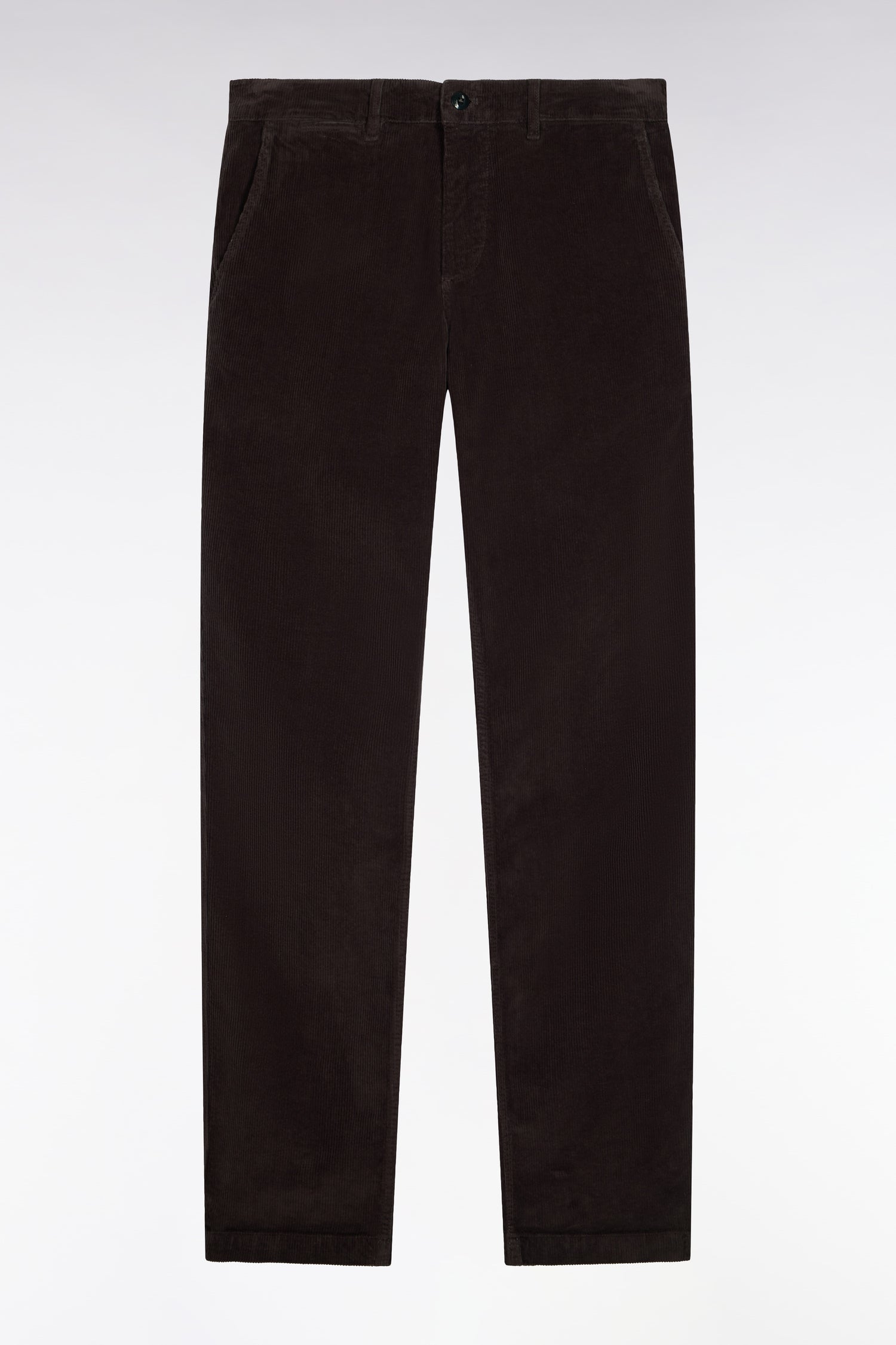 Pantalon chino sans plis en velours côtelé kaki coupe regular