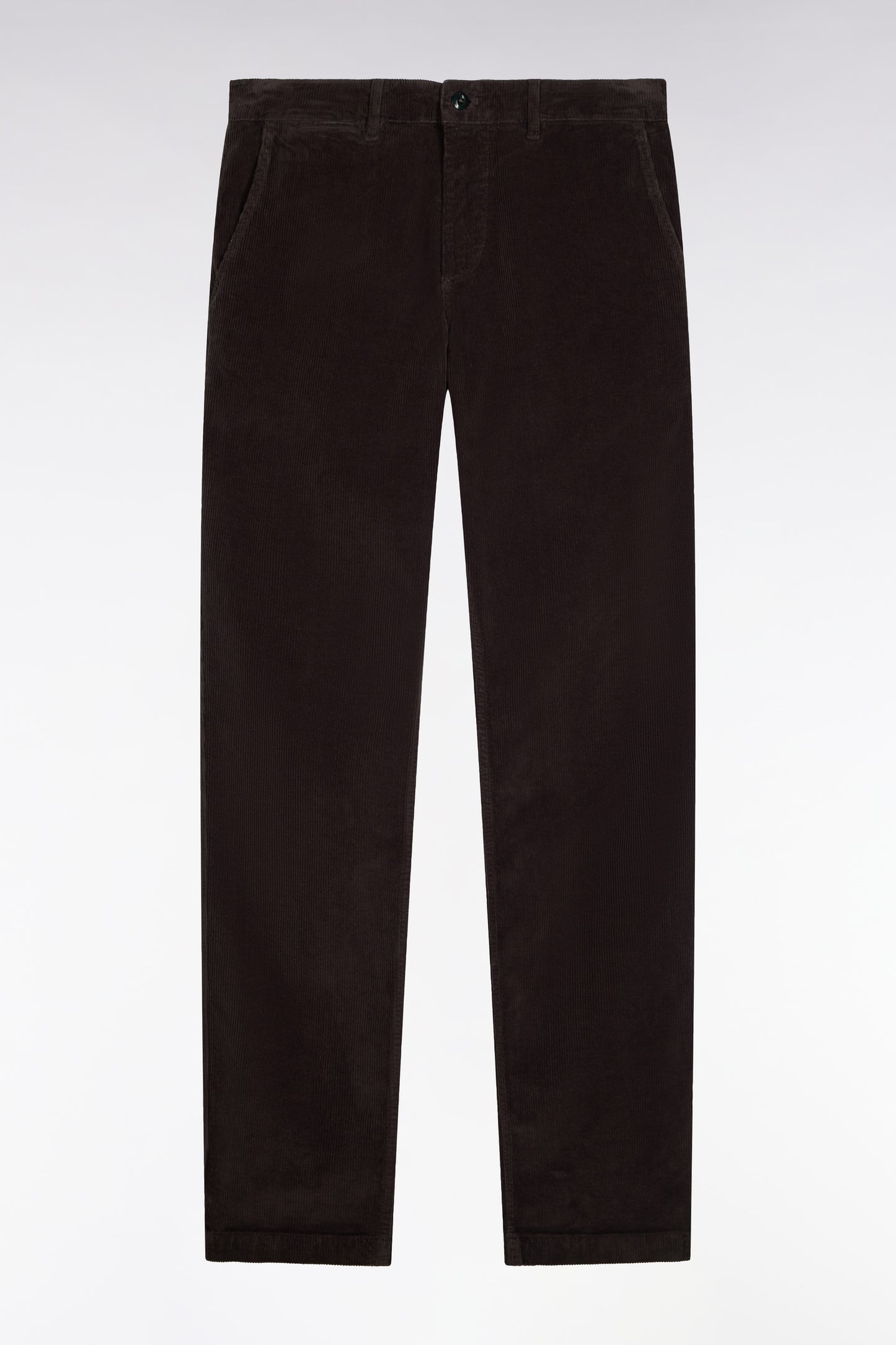 Pantalon chino sans plis en velours côtelé kaki coupe regular