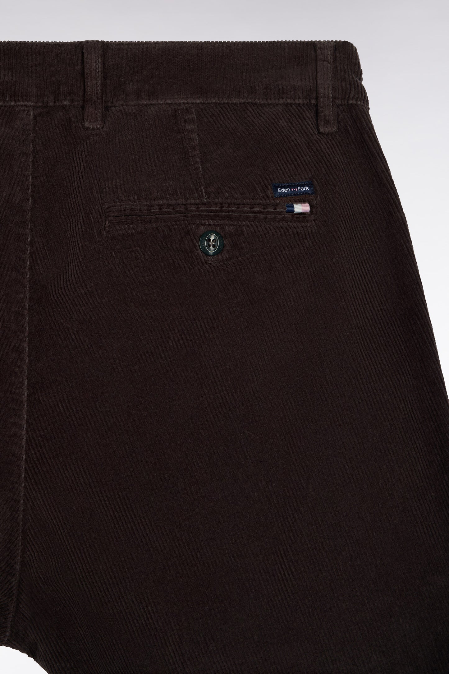 Pantalon chino sans plis en velours côtelé kaki coupe regular