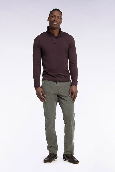 Pantalon chino sans plis en velours côtelé kaki clair coupe regular - Image 3