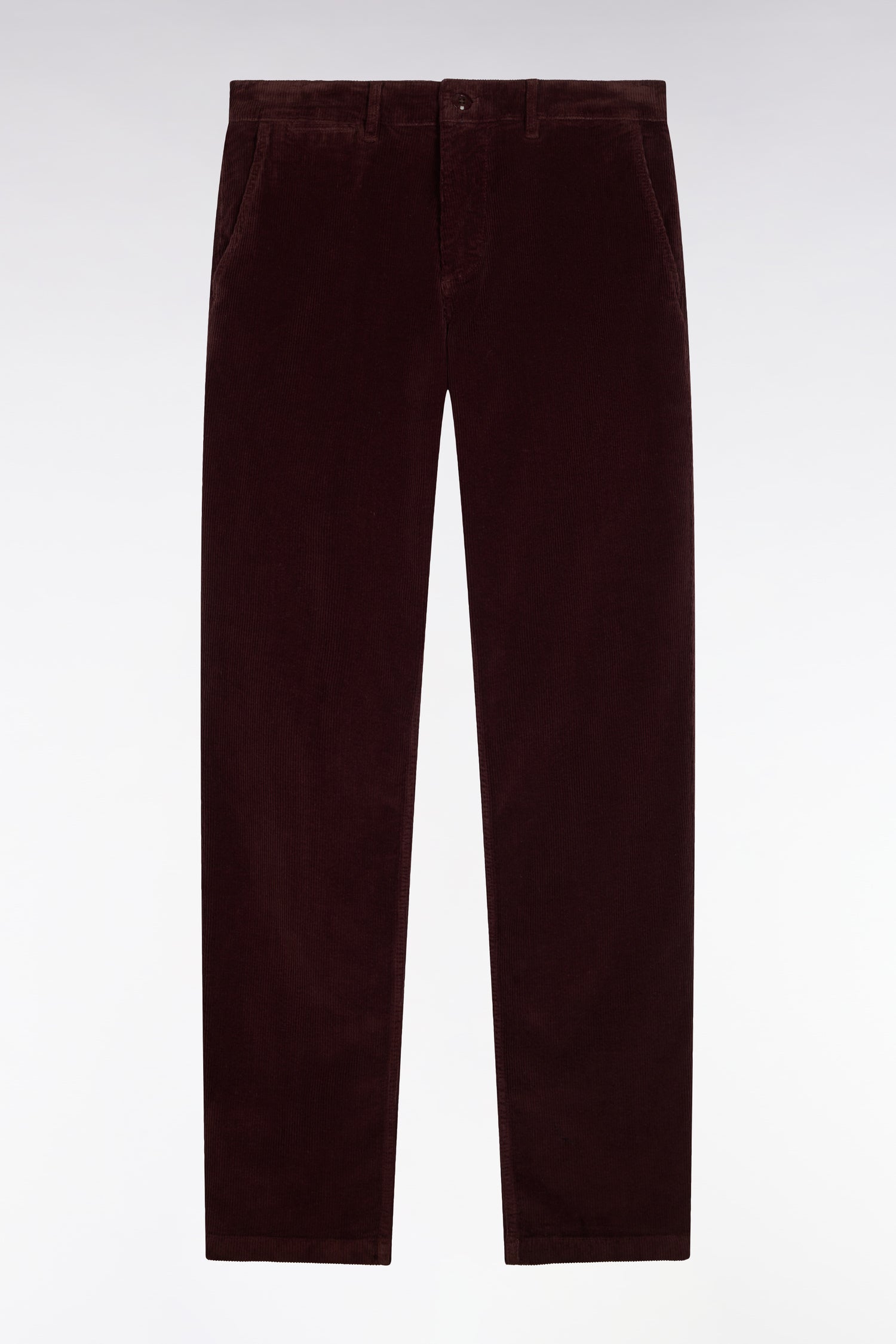 Pantalon chino sans plis en velours côtelé marron coupe regular