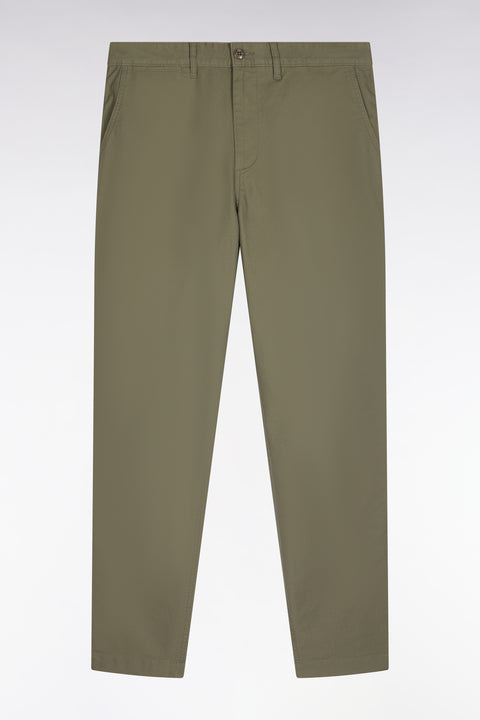 Pantalon chino sans plis en piqué de coton stretch kaki clair coupe regular - Image 2