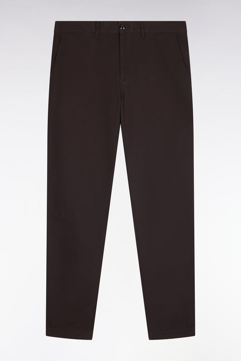 Pantalon chino sans plis en piqué de coton stretch marron coupe regular - Image 2