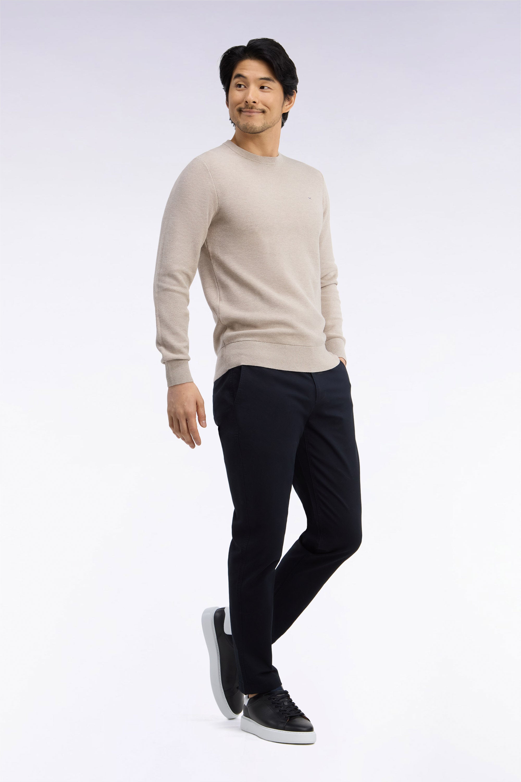 pantaloni chino senza plis in cotone stretch nero vestibilità dritta