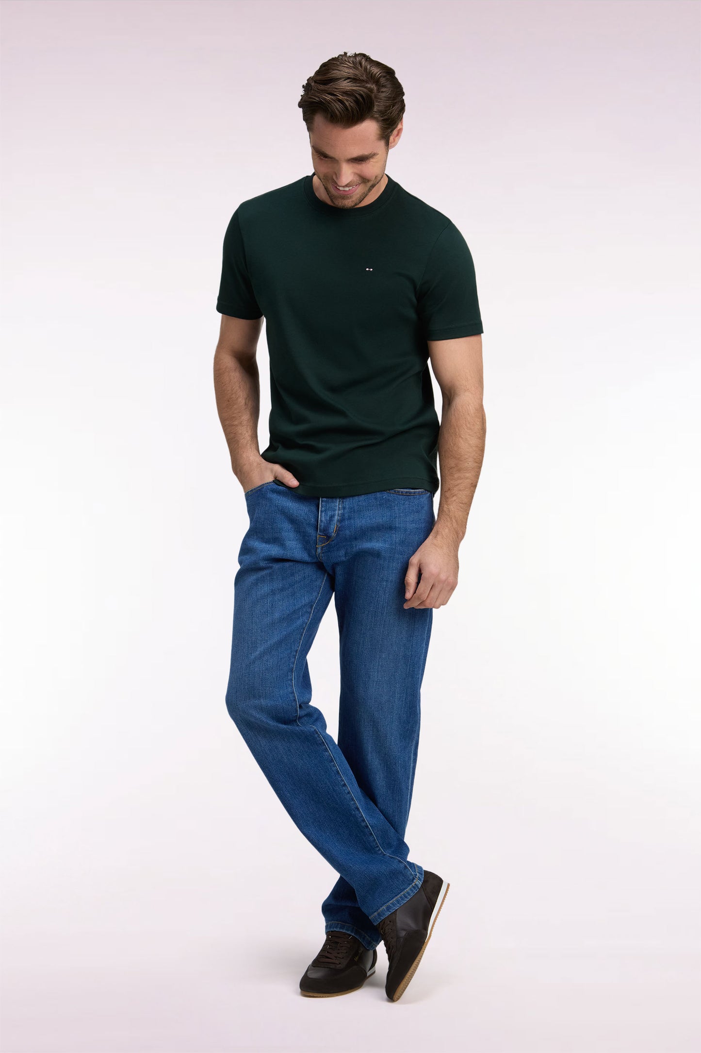 Jean en denim stretch bleu coupe regular