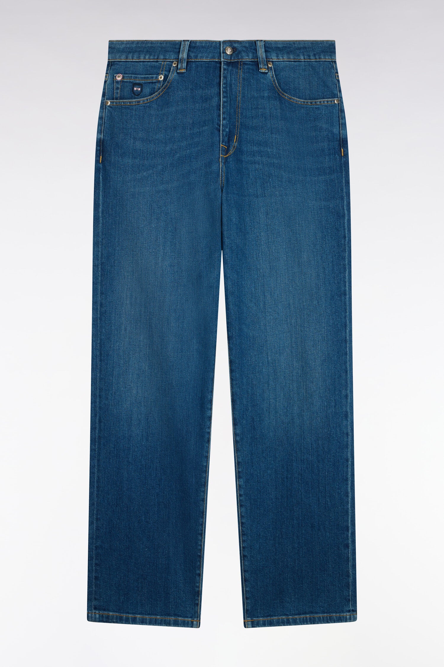 Jean en denim stretch bleu stone bleach coupe regular