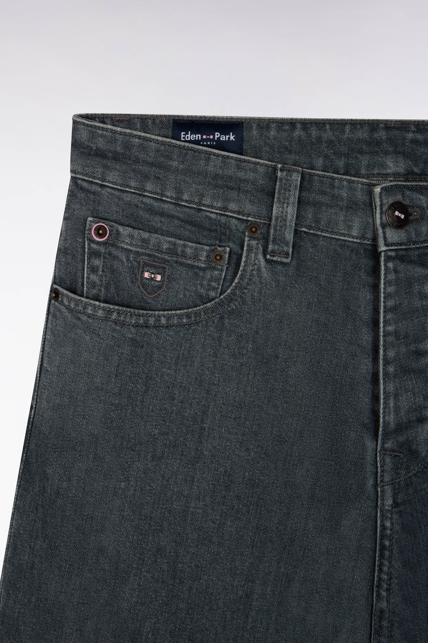 Jean en denim stretch one wash gris coupe regular