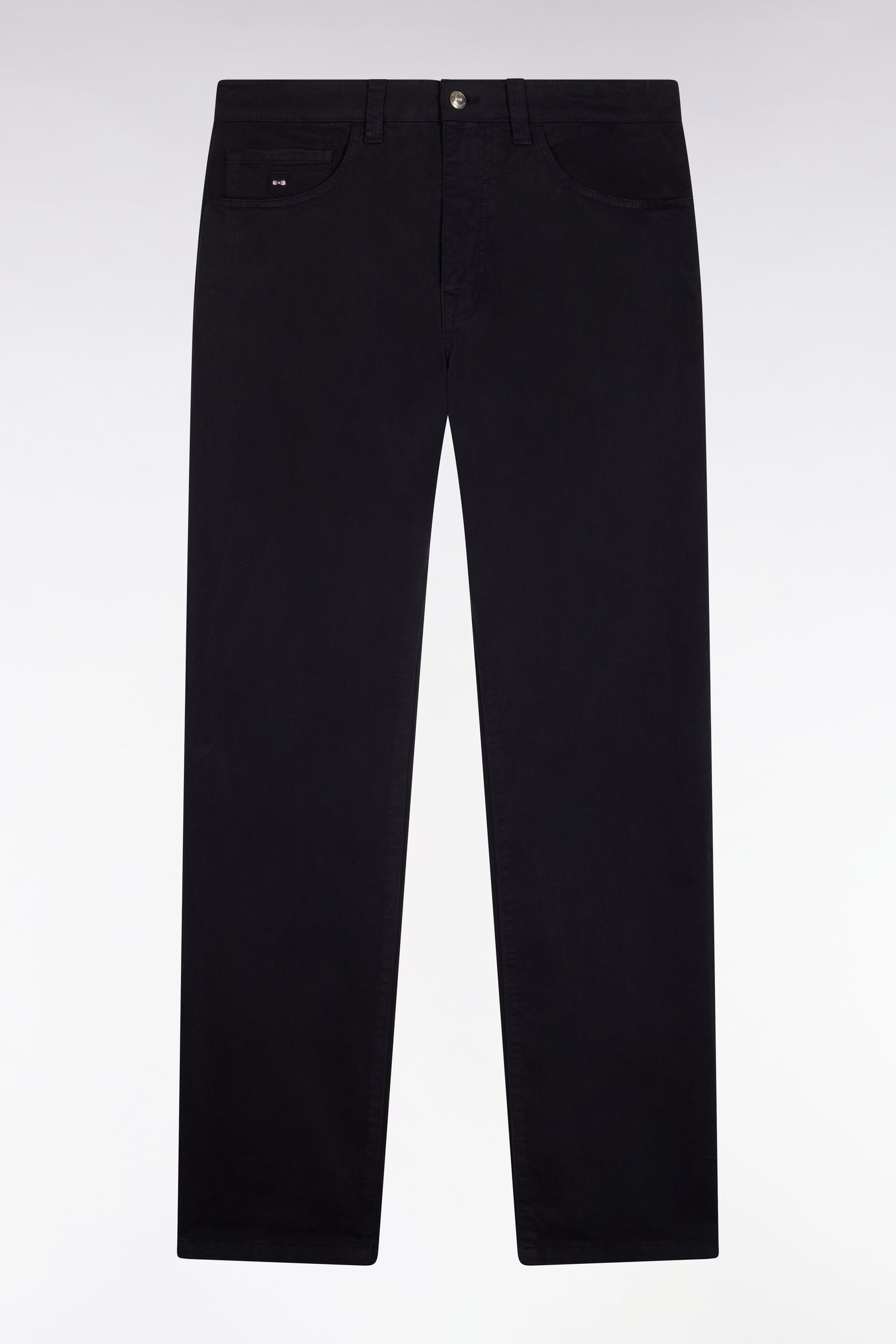 Pantalon 5 poches en toile de coton stretch marine coupe regular