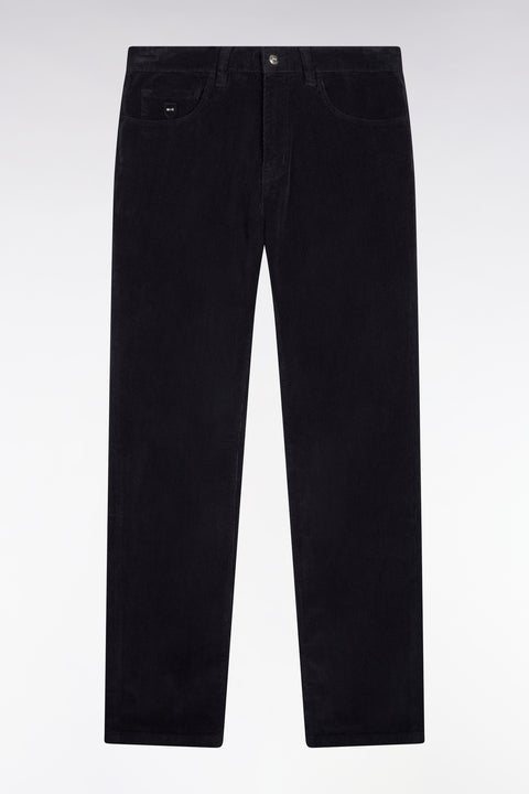 Pantalon 5 poches en velours côtelé marine coupe regular - Image 2