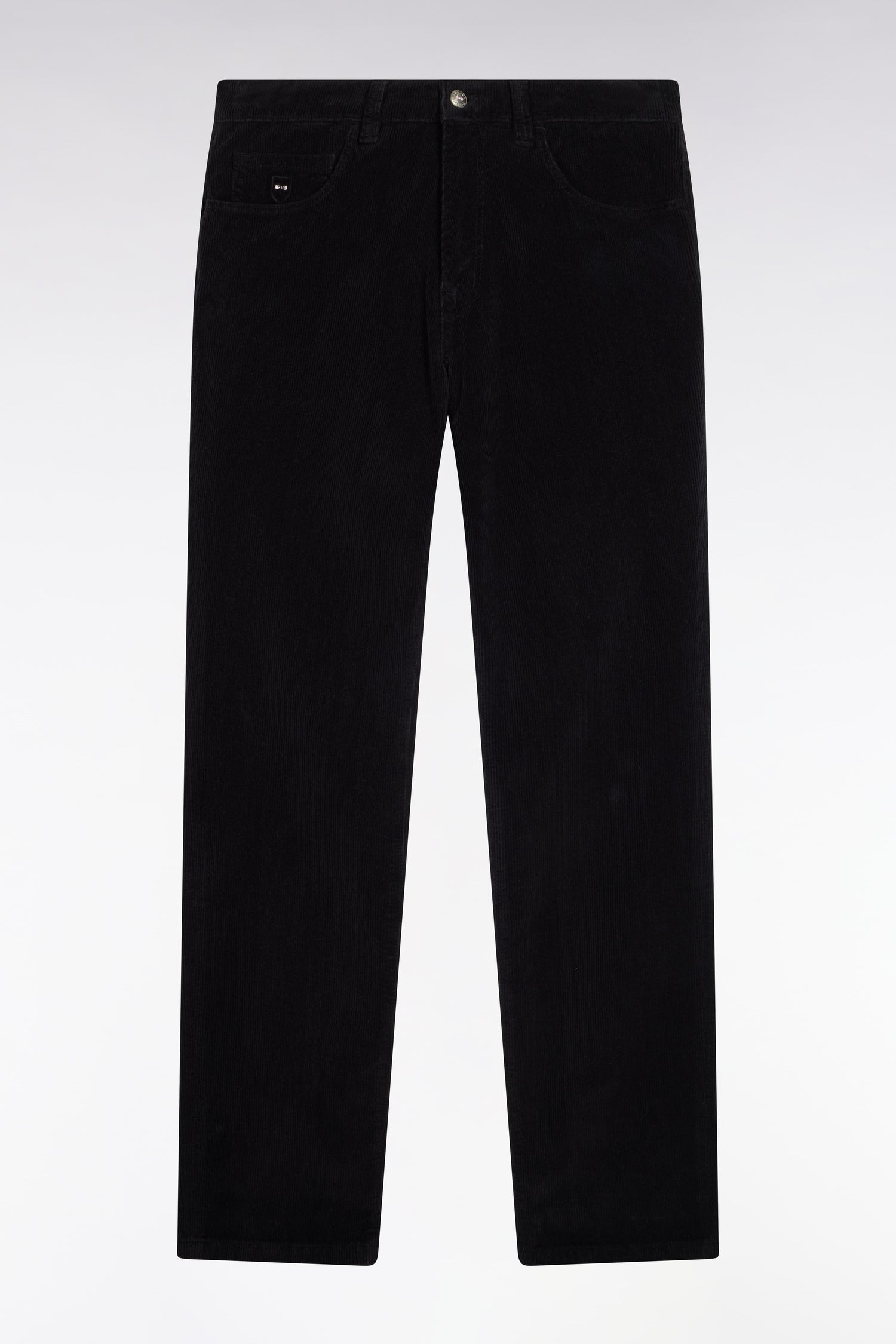 Pantalon 5 poches en velours côtelé noir coupe regular