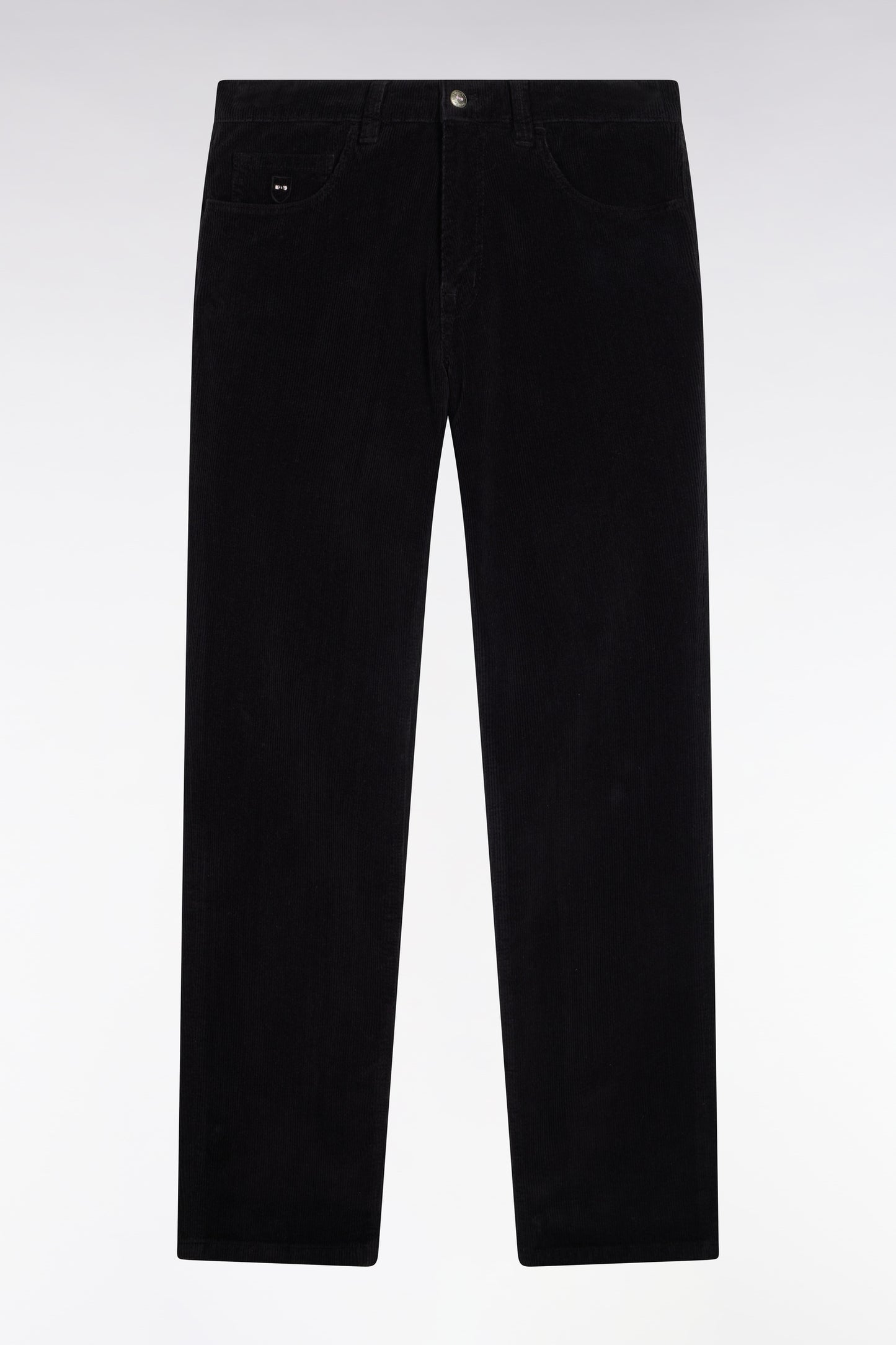 Pantalon 5 poches en velours côtelé noir coupe regular