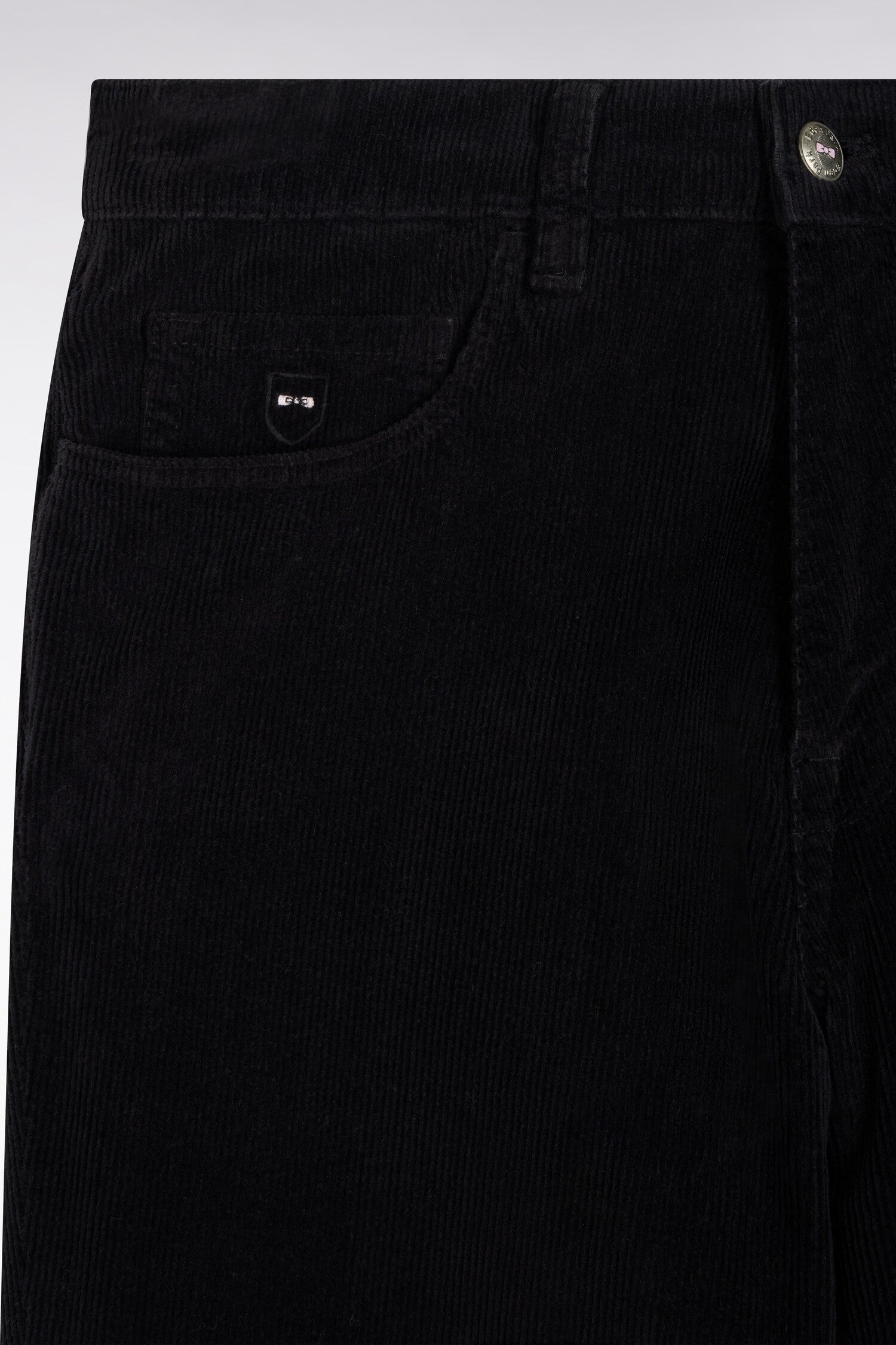Pantalon 5 poches en velours côtelé noir coupe regular