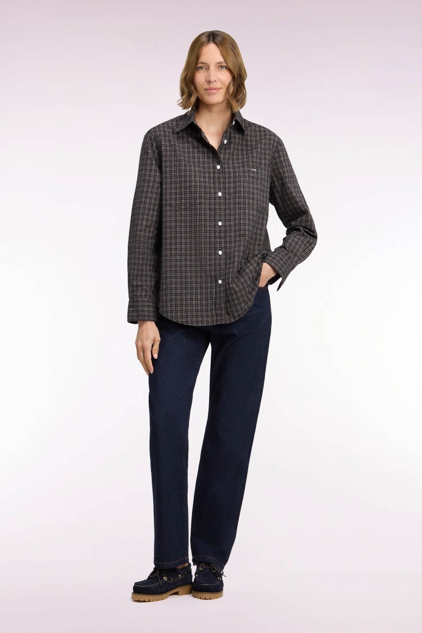 Jean en denim brut coupe regular mid-rise