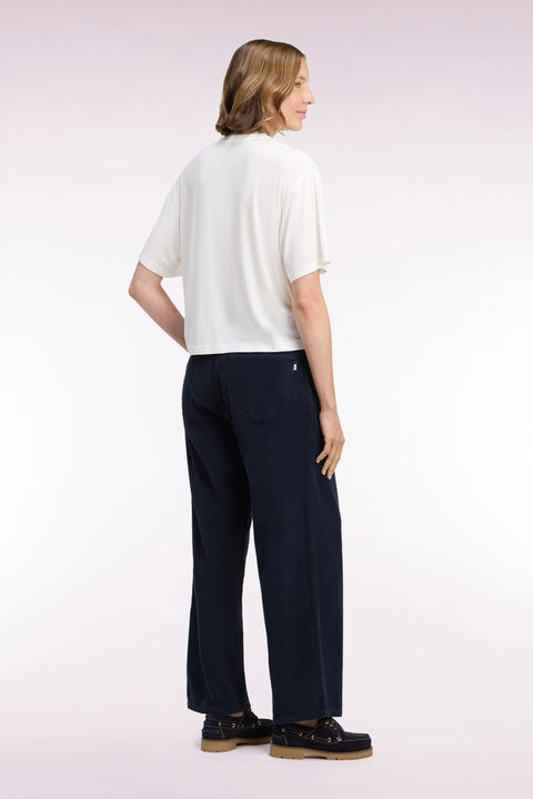 Pantalon en velours côtelé marine coupe droite - Image 3