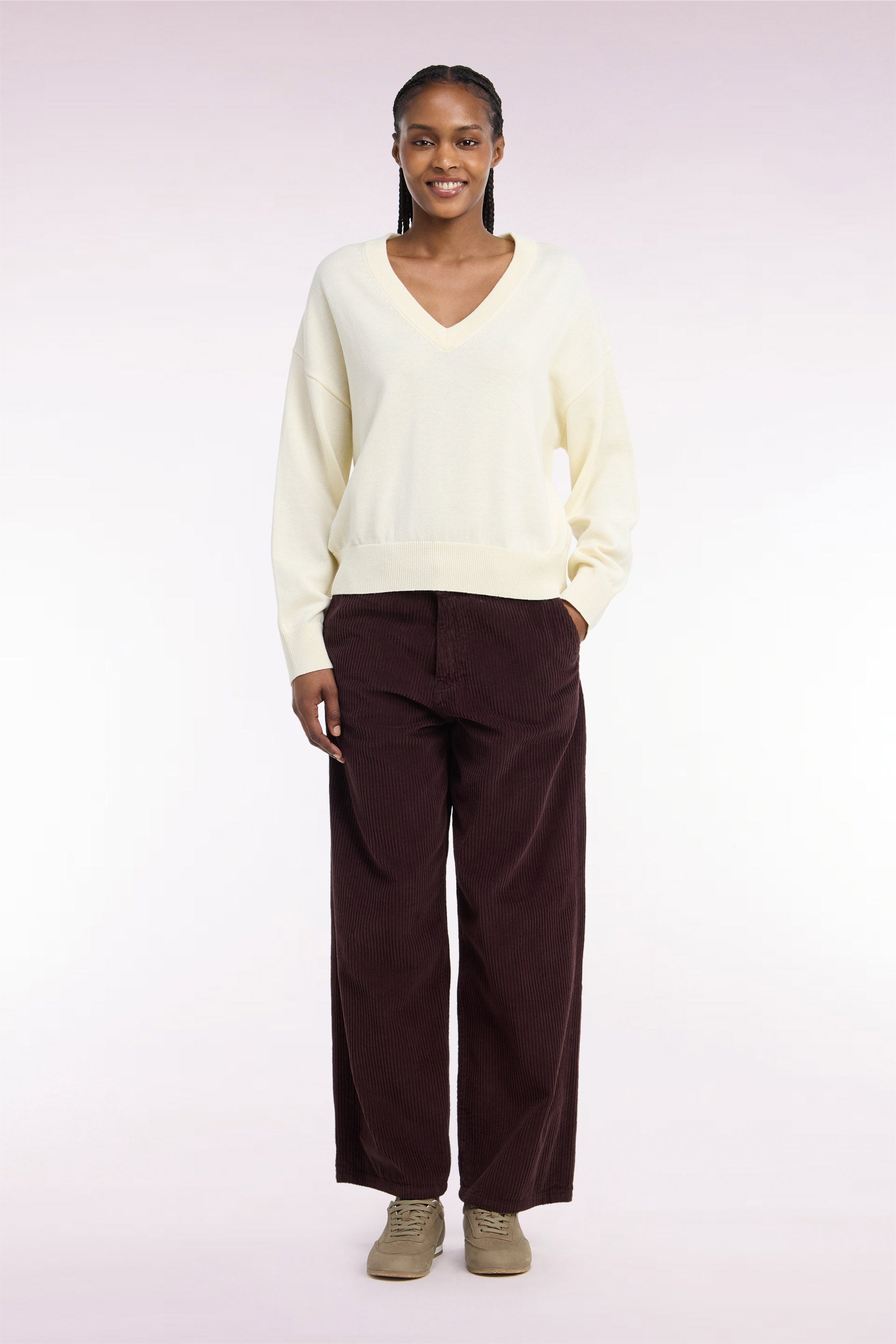 trousers in corduroy brown straight fit
