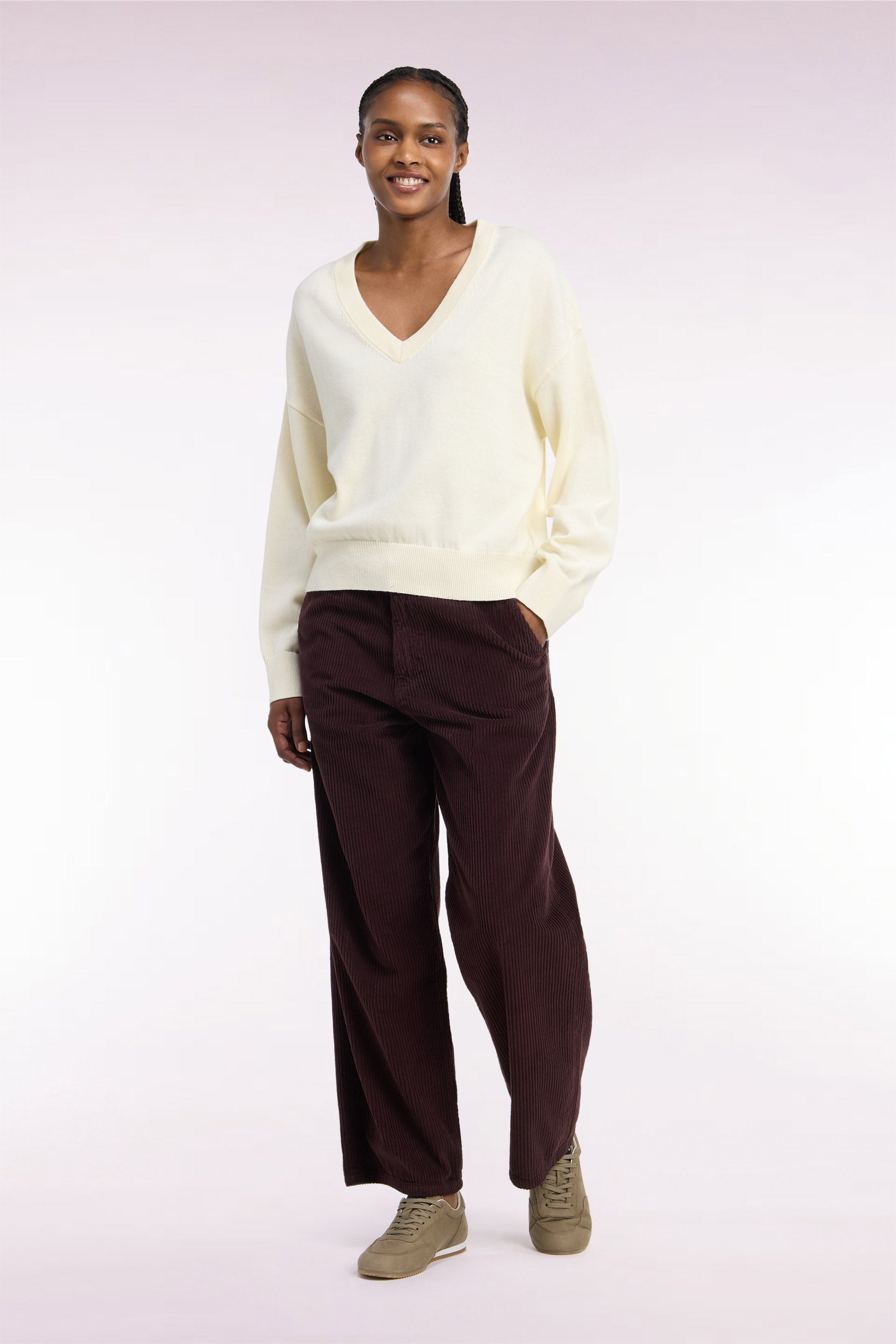 trousers in corduroy brown straight fit