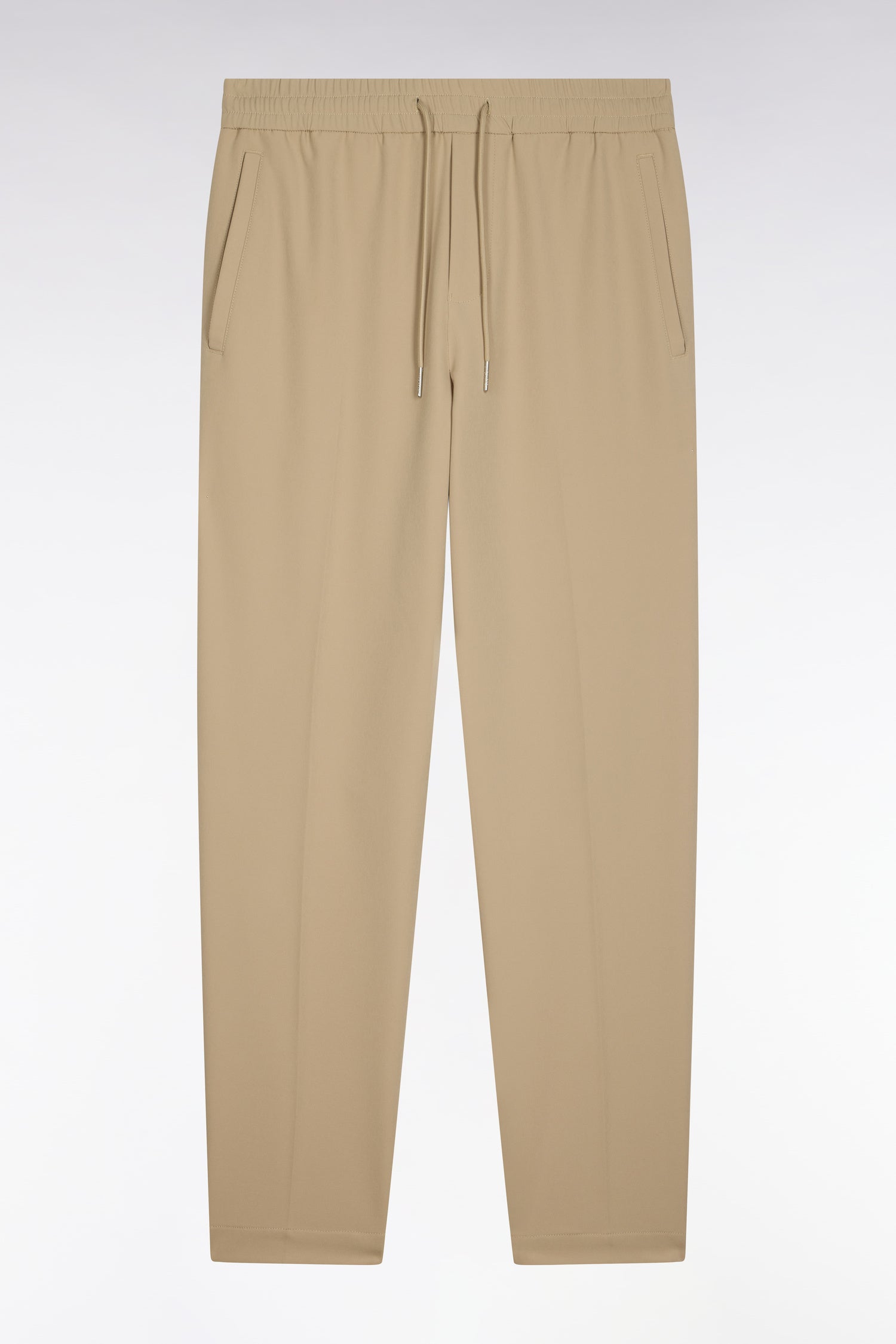 pantaloni vita elasticizzata in tessuto technique beige coupe Modern