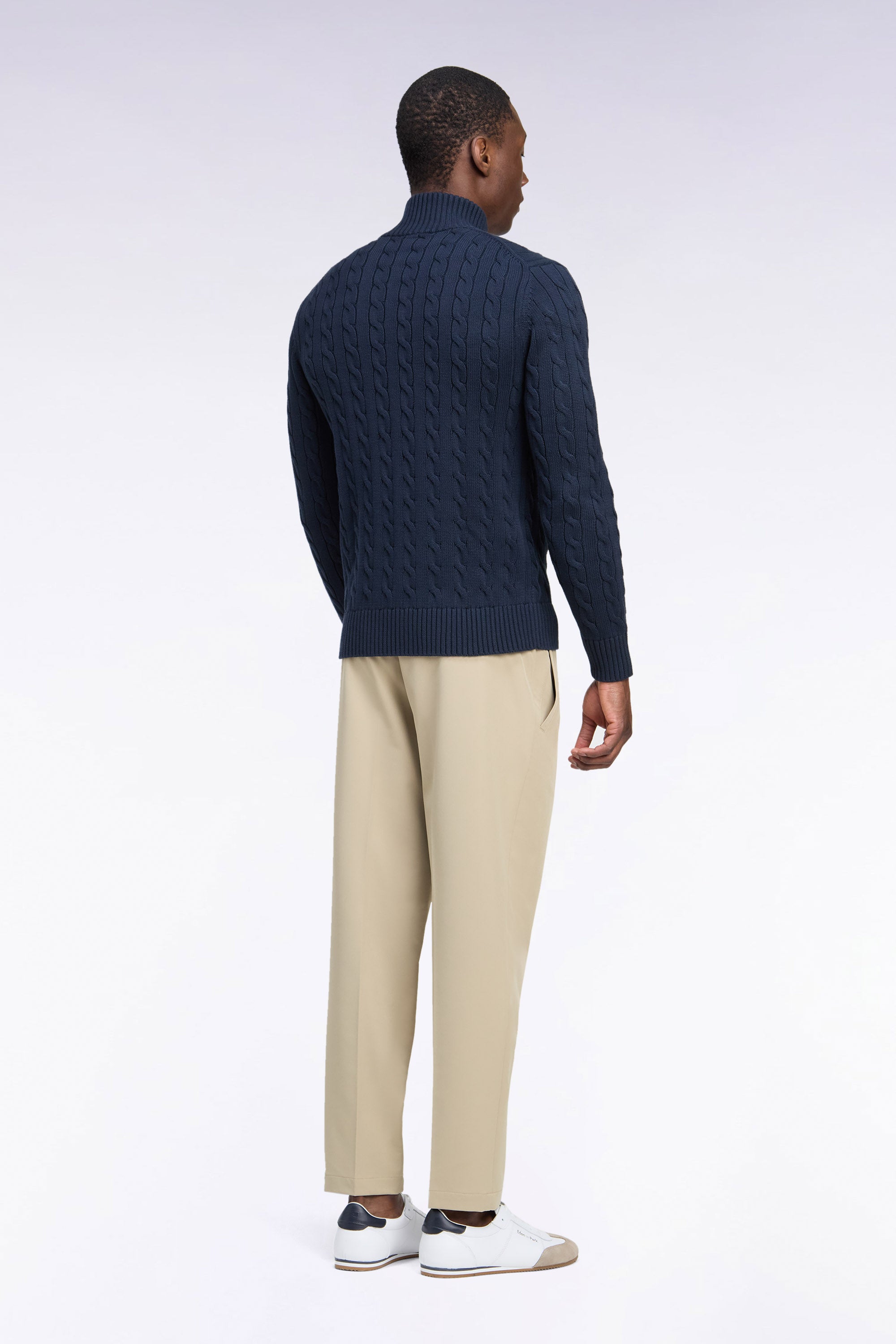 pantaloni vita elasticizzata in tessuto technique beige coupe Modern