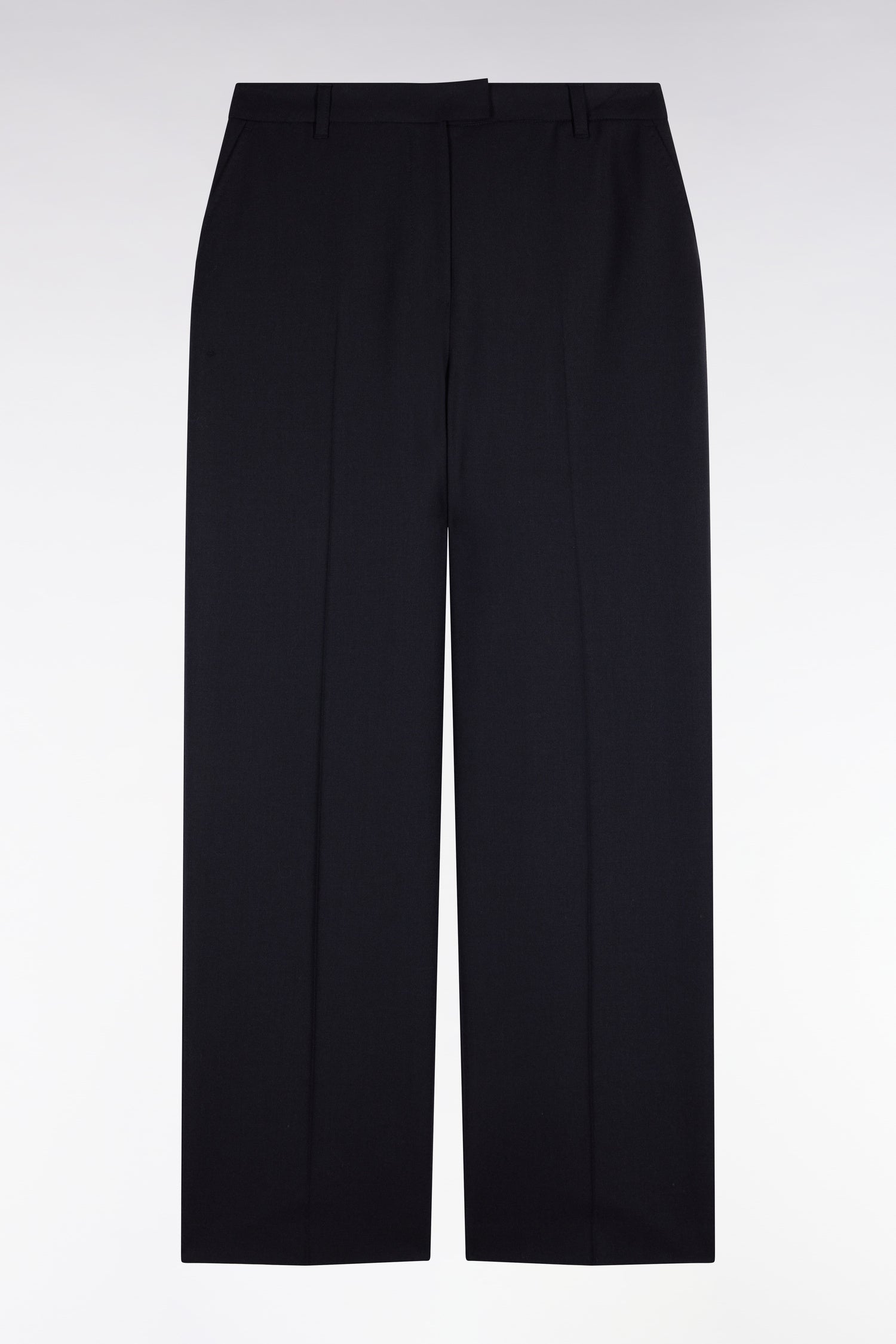 Pantalon tailleur en maille stretch marine coupe droite